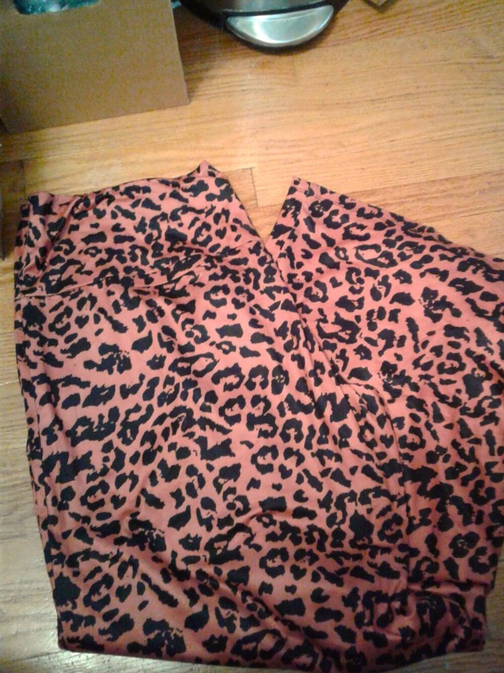 "Brown Leopard" NEW Womens Stretchy Wide Leg Lounge Palazzo Flat Front Pants 3X